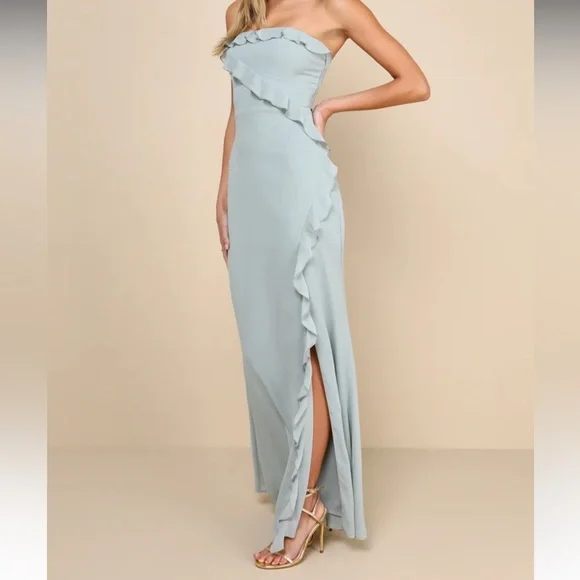 Lulus | Dresses | Lulus Sage Green Ruffled Maxi Dress | Poshmark